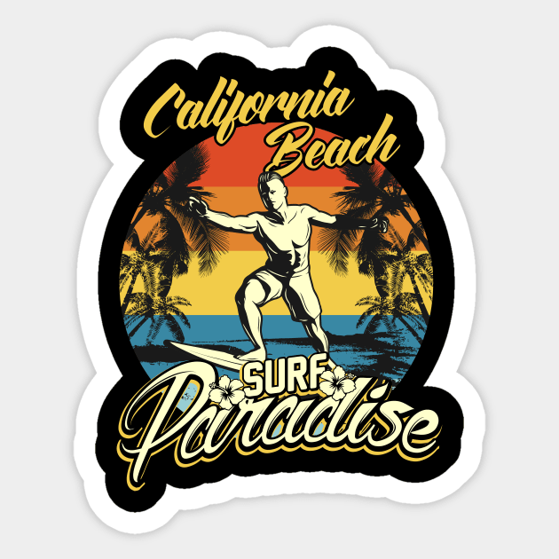 California Beach Surfing Sticker by Foxxy Merch